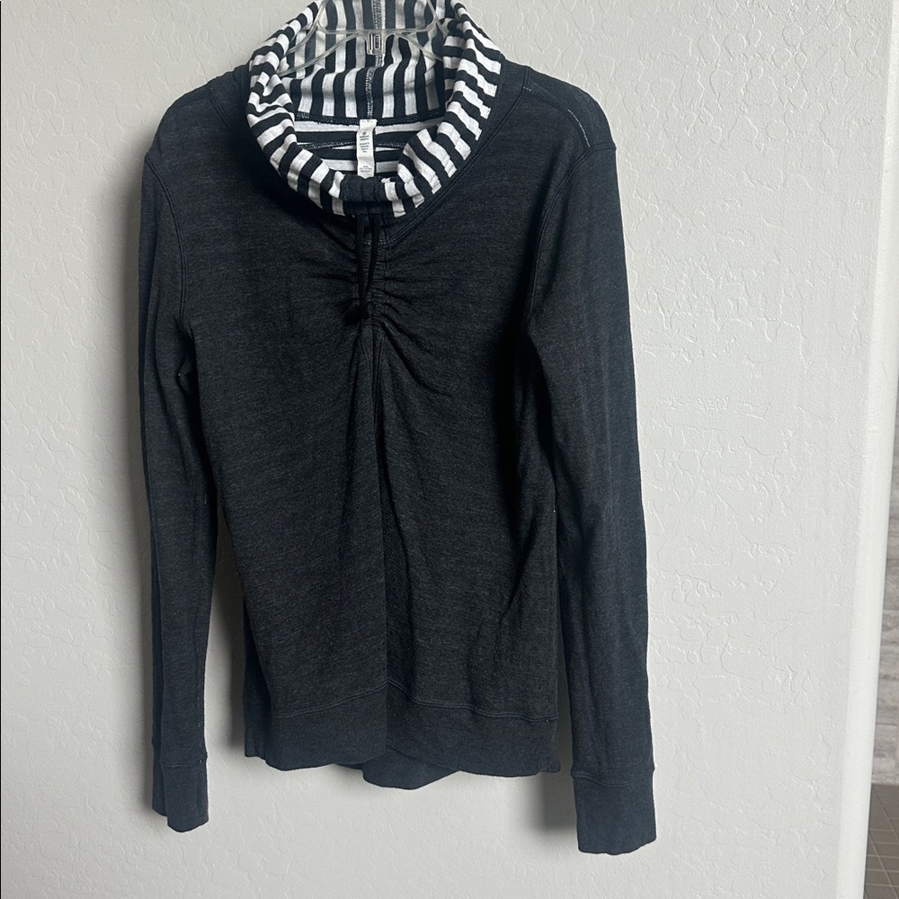 lululemon athletica Black and White Striped Turtleneck Sweater